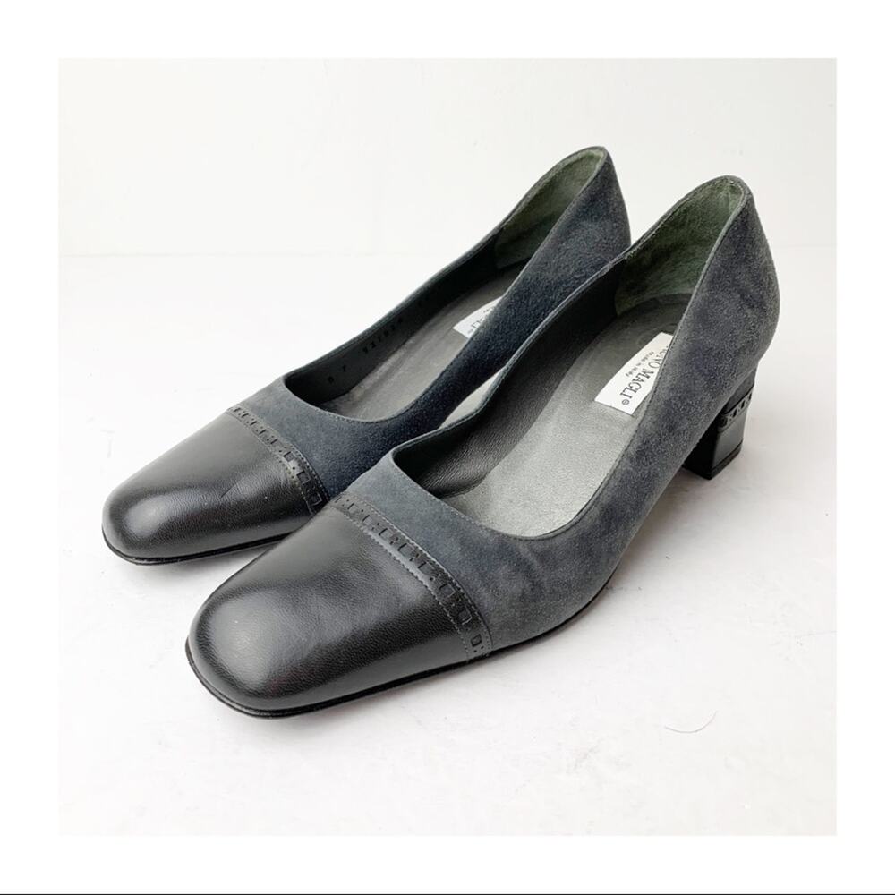 Bruno Magli Gray Suede Leather Oxford Style Pumps SZ 7
